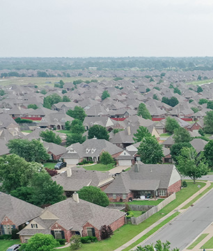 drone view of neighborhood